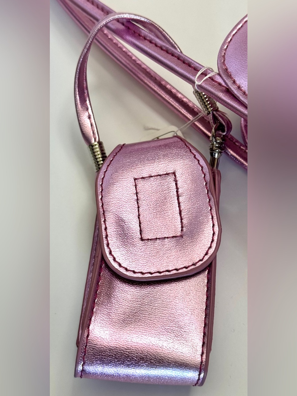 Metallic Pink Mini Shoulder Bag Y2K Baguette Purse w Matching Pouch - Picture 3 of 8